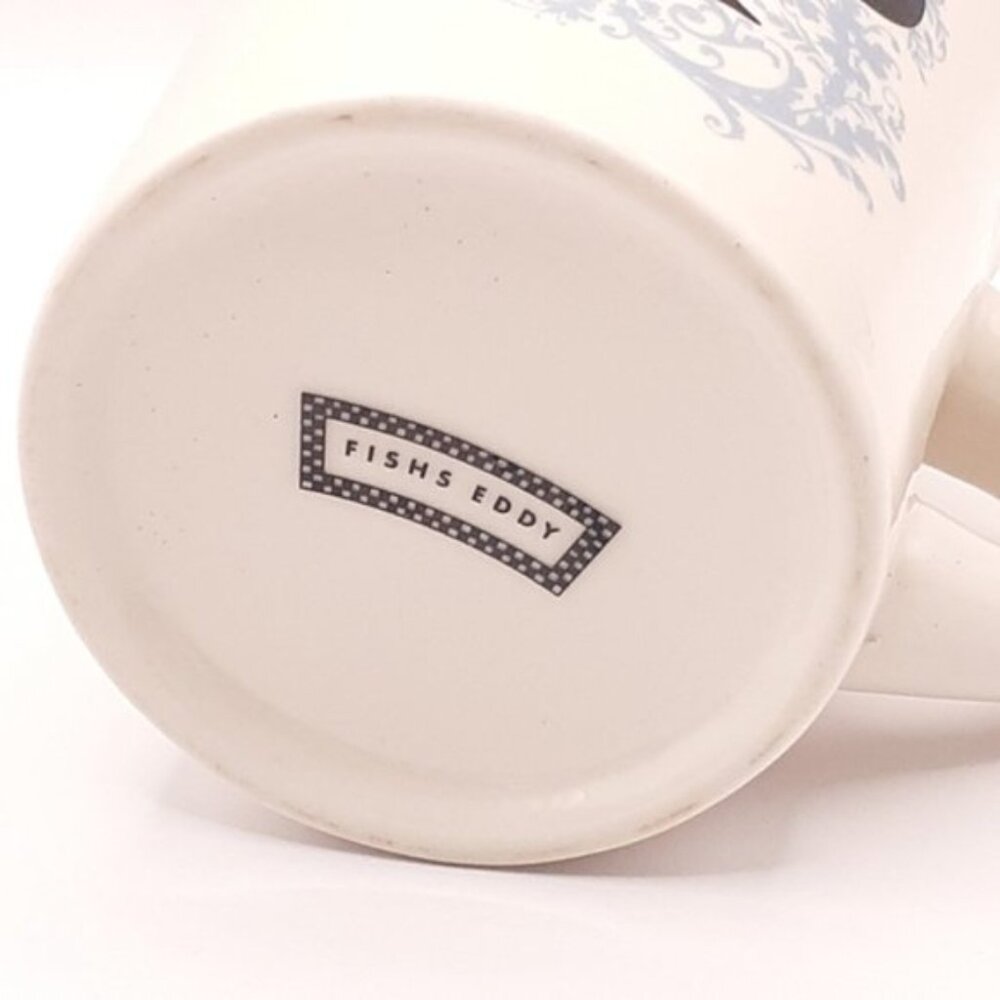 Anthropologie Fishs Eddy Monogram P Mug Ceramic Coffee Cup 14 oz New - Picture 5 of 7